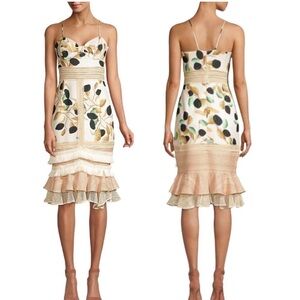 PatBO Fruta Printed Fitted Midi Dress